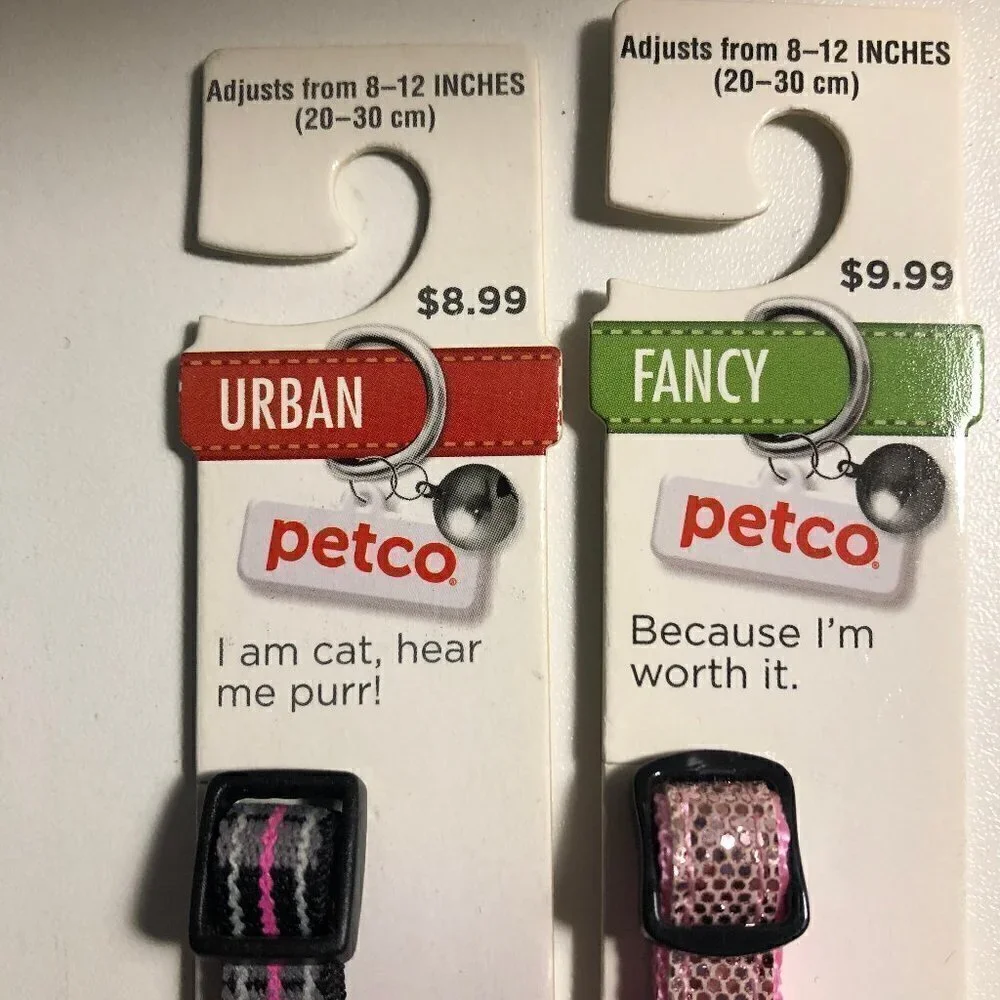 🛒 $9 2 pack Cat Breakaway Collars Pink Sparkles & Bell Adjusts to 8